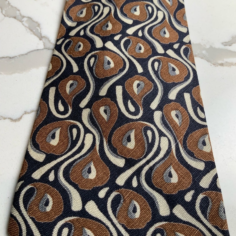 Giorgio Armani Cravatte 100% Linen Paisley Men's Tie. - Picture 3 of 7